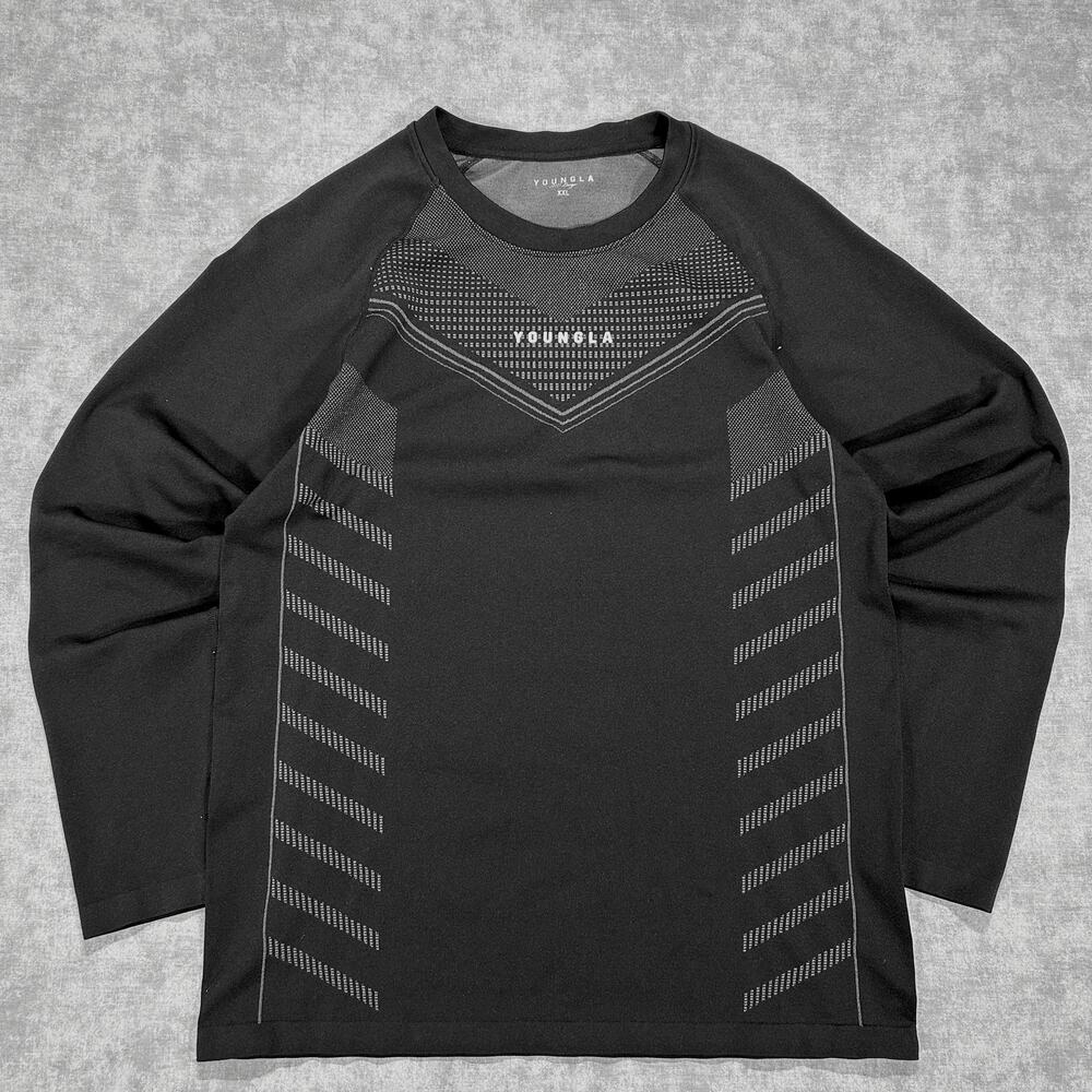 YOUNGLA FlexFit Compression Shirt Long Sleeve Gym Athletic Stretch Mens XXL